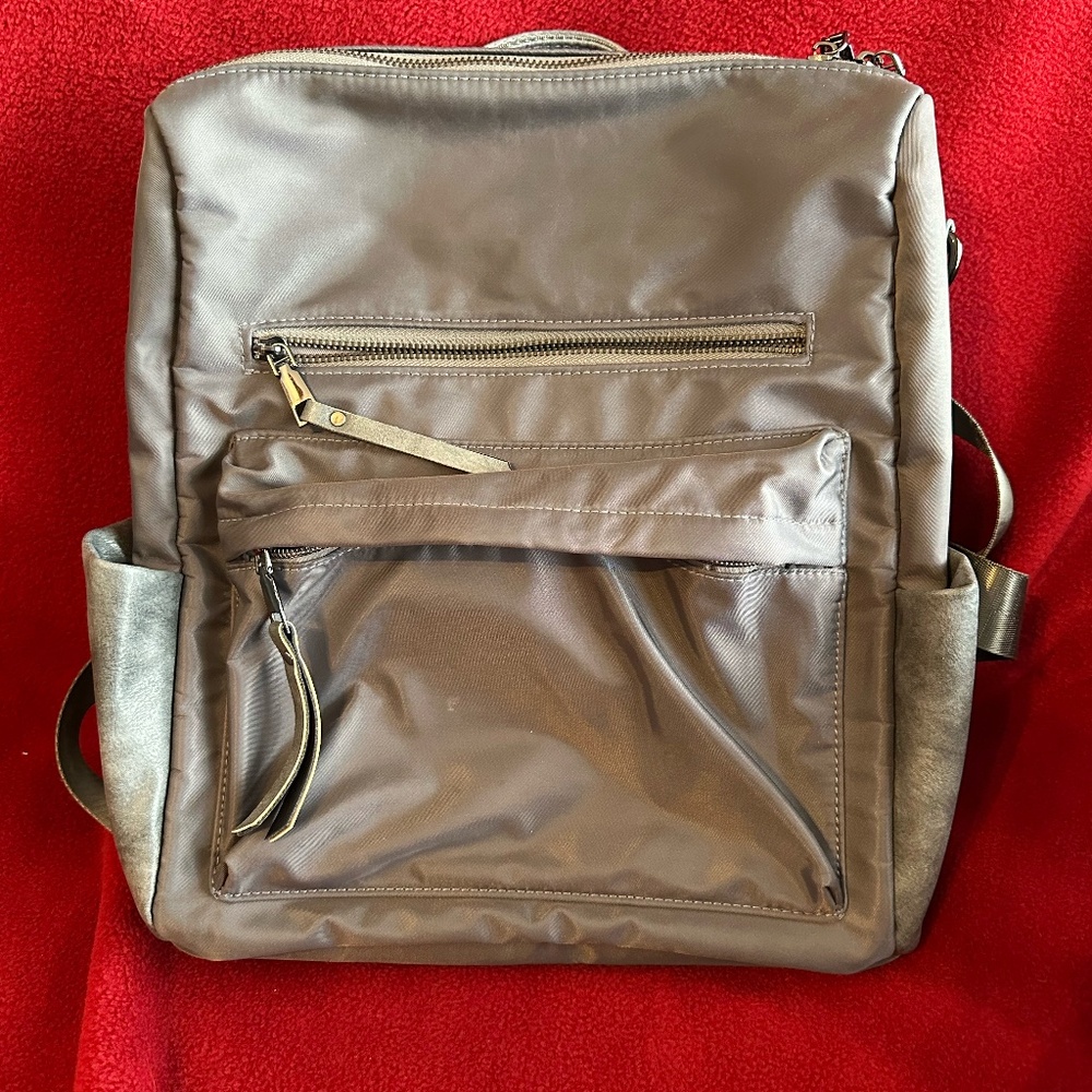 Gray Backpack Purse - image 1